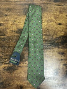 Brooks Brothers Green Tie With Orange Flowers 100% Silk Men's Necktie 58" - Picture 1 of 5