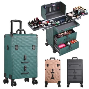 Expandable Makeup Case Vanity Cosmetics Beauty Nail Hairdressing Trolley Cases - Picture 1 of 33