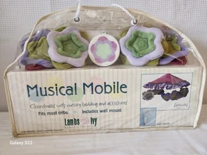 Lambs & Ivy Flower Dreams Purple/Green Musical Baby Crib Mobile Soother Toy - Picture 1 of 13