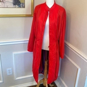 BCBG MAXAZRIA Ashton Performance Nylon Midi Parka Raincoat Poppy Red XS - Picture 1 of 11
