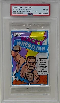 Topps Ireland WWF Wacky Wrestling 1993 paquete sellado Hulk Hogan #13 excelente PSA 9 RARO Foto 1 de 2