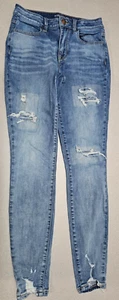 Maurices Women Size Small (28x32) X-Long Skinny Denim Blue Jeans Distressed - Picture 1 of 8
