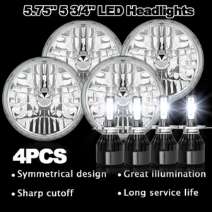 4PCS 5 3/4 5.75" Round LED Headlights Halo DRL Hi/Lo For 1959-1974 Dodge Coronet - Picture 1 of 13