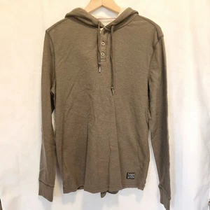 Flag & Anthem Langarm Hemd Herren M olivgrün 1/4 Knopf Kordelzug Kapuze - Bild 1 von 7