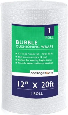 PackageZoom 1 упаковка 12 дюймов x 20 футов Рулон Bubble 12 дюймов x 20/1, прозрачный  - Изображение 1 из 4