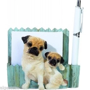 Tan (Fawn) Pug & Puppy Magnetic Note Holder Gift Box NEW - Picture 1 of 1