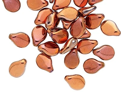 Cuentas, Pipa, 30 Vidrio Prensado Checo Cobre Opaco 7x5mm con Agujero de 0.7-0.9mm Foto 1 de 2