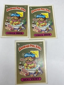 Cubo de basura Topps 1985 niños #21a virus iris (2) Sicky Vicky brillante - Imagen 1 de 11