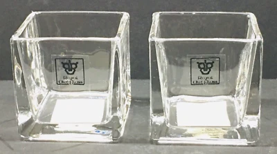 NEW Pair of Royal Imports Art Glass Cube Shape Shot Glass/Native Candle Holder's - Image 1 of 4