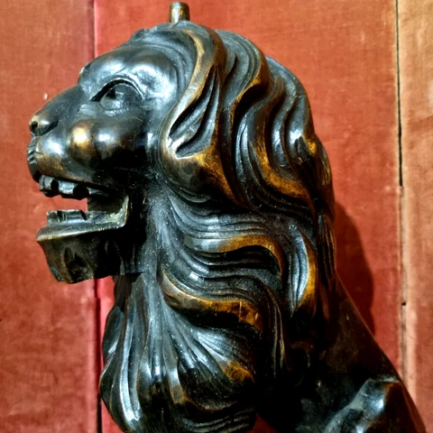 Lion carving corbel bracket sculpture 16" - Antique French architectural salvage Cover