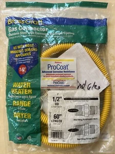 BrassCraft ProCoat 1/2" MIP x 1/2" MIP x 36" L Stainless Steel Gas Connector - Picture 1 of 2