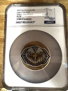 2023 Solomon Islands 2oz Eagle of the 6th Chakra Colorized-NGC PL70 FR - Picture 1 of 3