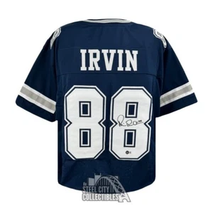 Michael Irvin Autographed Dallas Custom Navy Football Jersey - BAS - Picture 1 of 1