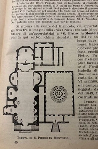 STAMPA 1925: antica Pianta Di San Pietro in Montorio a Roma - Foto 1 di 2