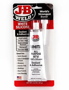 J-B WELD WHITE SILICONE - RTV , WATERPROOF SEALANT, MOULD RESISTANT - SETS 1HR - Picture 1 of 4