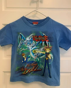 Vintage 1996 Yu-Gi-Oh! It's Time to Duel Boys Youth T Shirt Size M 8-10 Blue - Picture 1 of 4