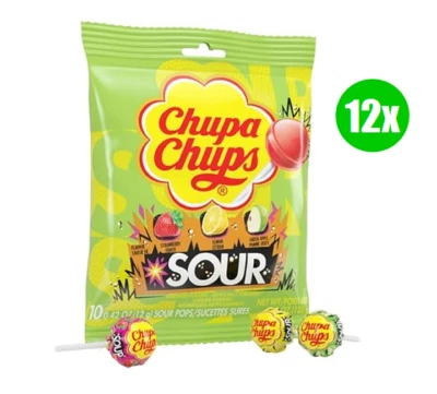 Chupa Chups Sour Fruit Lollipop Assortment- 4.2oz, (Pack of 12) - Image 1 of 2