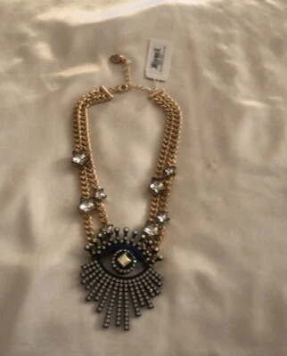 Collar colgante Betsey Johnson tono dorado mal de ojo detalles de cristal nuevo con etiquetas Foto 1 de 4
