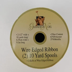 VTG Grandeur Noel Gold Metallic Wire Edged Christmas Ribbon 1 (10)Yd & 1 (?)yd - Picture 1 of 12