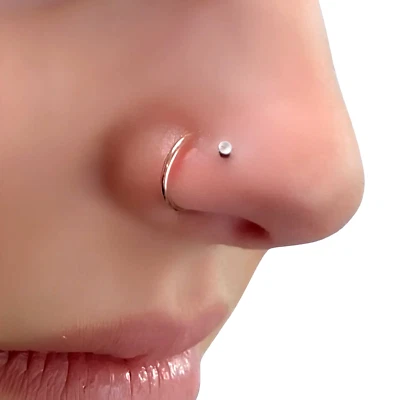 Anello Naso Twist Coil 3mm Ball Pull Thru 8mm 18g (1.0mm) Anello Piercing Arg... - Immagine 1 di 4