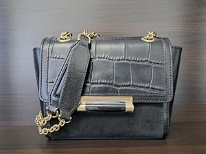 NWT Diane von Furstenberg DVF Black Leather Crossbody Shoulder Bag Women's Purse - Picture 1 of 16