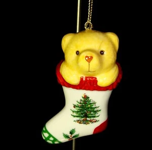 Spode Christmas Tree Teddybär im Strumpf Sammlerstück Ornament Urlaub - Bild 1 von 5