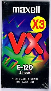 VHS VIDEOCASSETTA MAXELL VX E-120 3PACK SIGILLATO!!! - Picture 1 of 1