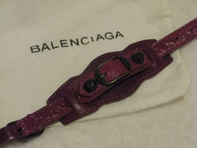 Balenciaga Leather Bracelet Black Cherry - Classic Motorcycle Style - Image 1 of 4