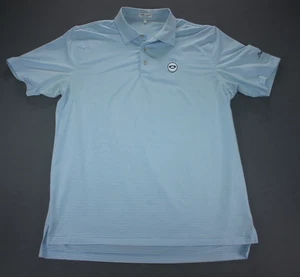 Peter Millar Polo Golf Shirt gestreift Sommer Komfort blau gestreift LOGO Stretch XL - Bild 1 von 11