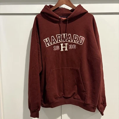 Champion Harvard Hoodie Mens XL Maroon Pullover 1636 Logo Embroidered Sweatshirt - Image 1 of 4