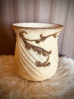 De Colección Croscill Allegro Papelera Pintada a Mano Imitación Mármol Hollywood Regency Foto 1 de 4