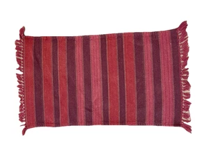 Vintage Cotton Flatweave Scatter Rug Red Purple Pink Stripe Tassels Washable - Picture 1 of 6