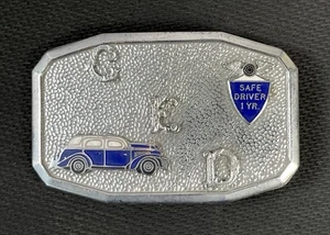 Vintage Safe Driver 1-yr CED Hook-Fast Custom Metal Belt Buckle - Picture 1 of 11
