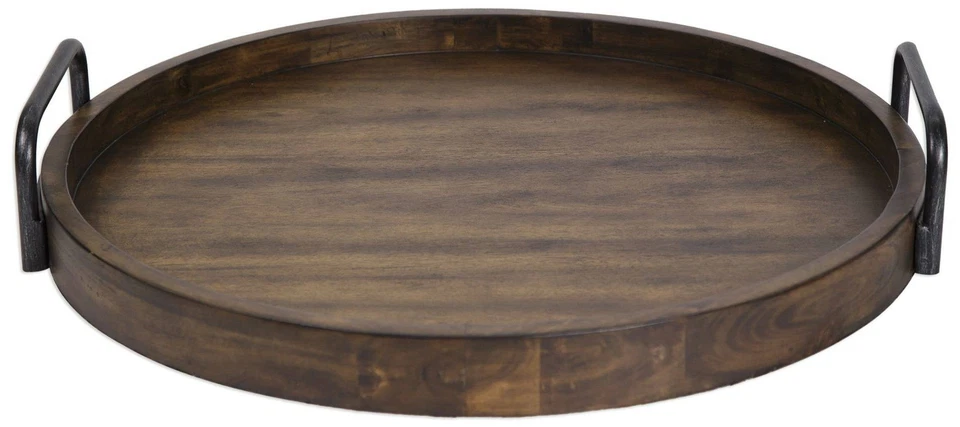 Uttermost Reine Acacia Wood Round Tray with Handles - Image 1 of 1