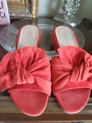Stuart Weitzman Orange Bow & Twist Suede Slides Sandal 6 M 36 VM94845 Worn Once - Image 1 of 4