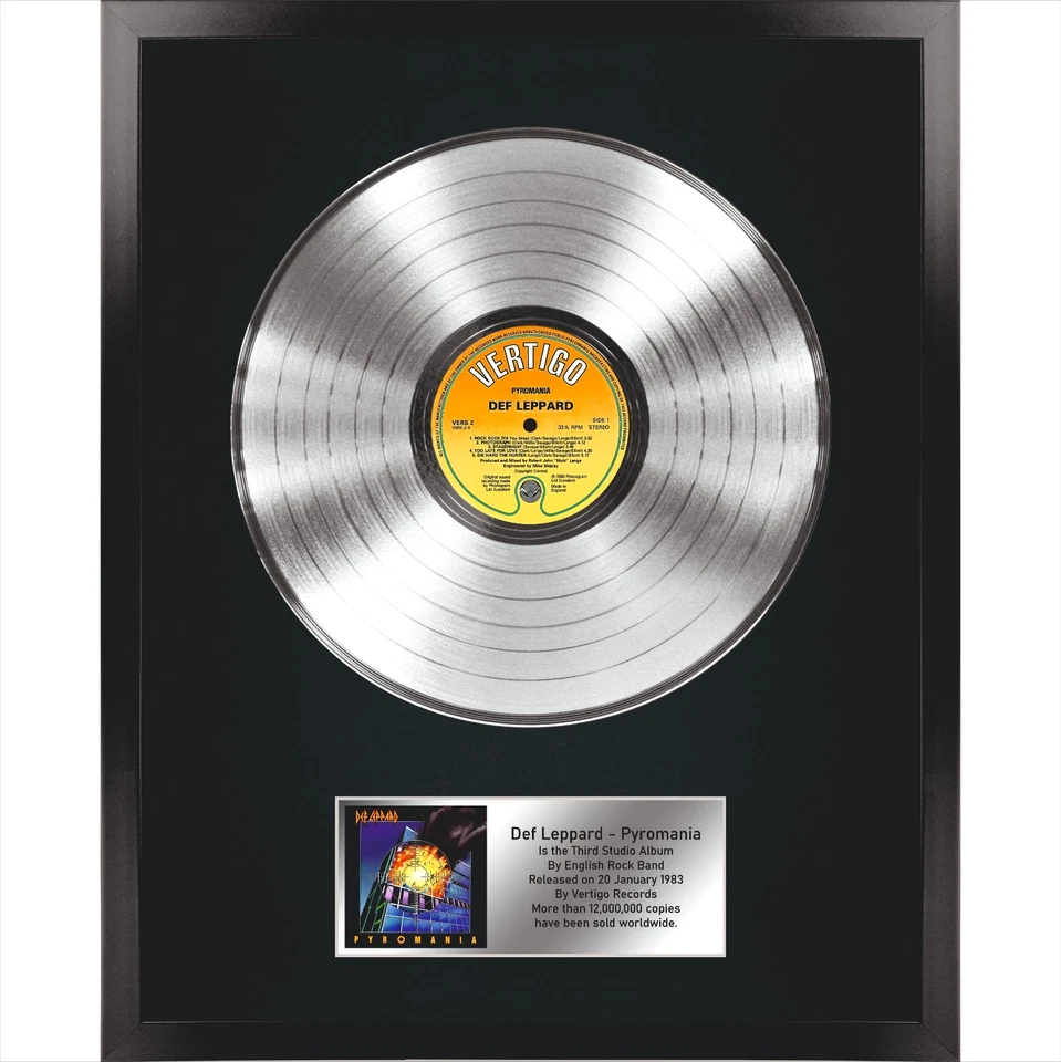 Def Leppard - Pyromania / LP Platinum 12" / Souvenir in black fram / Memorabilia - Image 1 of 4