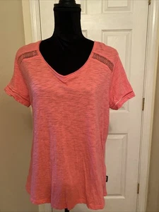 Eddie Bauer Melon Colored Lace Insert Tee Size Large - Picture 1 of 6