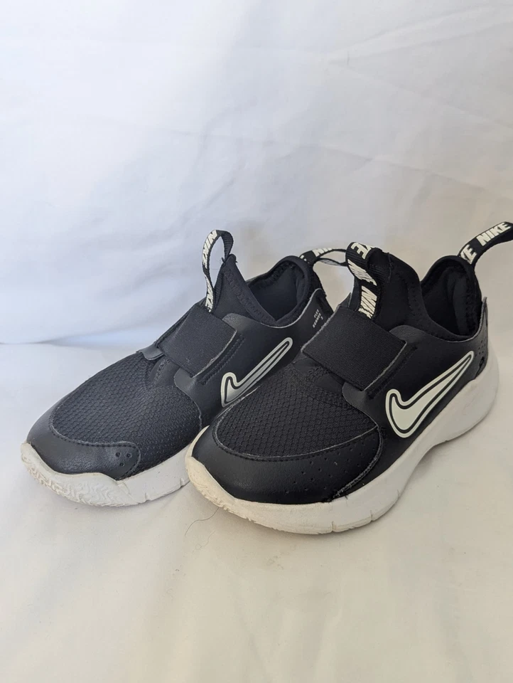 Nike Flex Runner 3 niños talla 10C blanco y negro sin cordones Foto 1 de 1