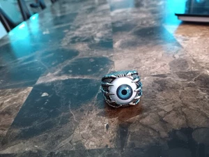 Skeleton Hands Blue Eye stainless steel Ring SZ 10 NEW - Picture 1 of 7