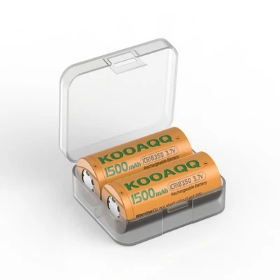 KOOAQQ 2X Rechargeable 18350 3.7V 10A Batteries, [1500mAh] New Version High Capacity...