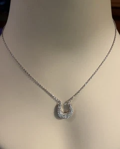 Half Circle Sparkly Stone Necklace Unmarked NOS Estate Auction Vtg Technibond - Picture 1 of 9