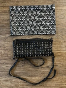 Thomas Wylde Black Leather Skull Studded Foldover Clutch Chain Shoulder Bag Rare - Picture 1 of 10