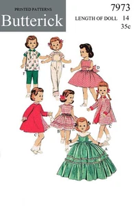 Vintage Butterick 7973 doll clothes sewing pattern - 14 inch saucy walker, etc - Picture 1 of 1