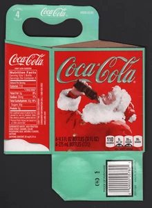 Coca Cola Cardboard 4-Pack Bottle Case - 2011 Santa Holiday Edition Carrier - Picture 1 of 3