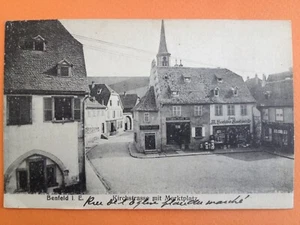 cpa ALSACE BENFELD Kirchstrasse mit Markplatz RUE de l'EGLISE Place du MARCHÉ - Imagen 1 de 2
