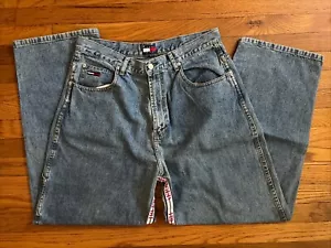 Vintage Tommy Hilfiger Jeans 36x32 Blue Denim Carpenter Fit Baggy Skatecore Y2K - Picture 1 of 4