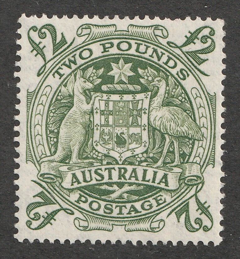 1950 Australia Sc# 221 - £2, Kangaroo, Emu & Coat of Arms. MNH Cv$175.00 - Image 1 of 1
