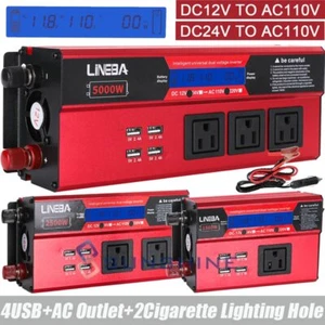 Convertidor 5000W De DC 12V 24V A 110V AC Para Carro Auto Inversor De Corriente - Picture 1 of 91