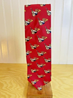 Corbata - Artefactos de Museo - Instrumentos Musicales - Rojo - 100% Seda - Violín de Tuba Foto 1 de 4