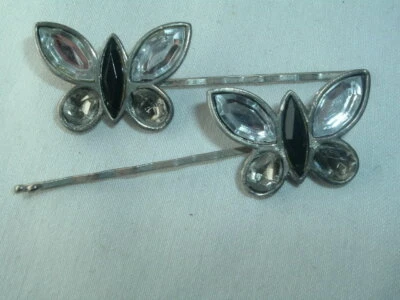 JUEGO DE ALFILERES BOBBY MARIPOSA LUCITE Y METAL VINTAGE ACCESORIO PARA EL CABELLO Foto 1 de 2